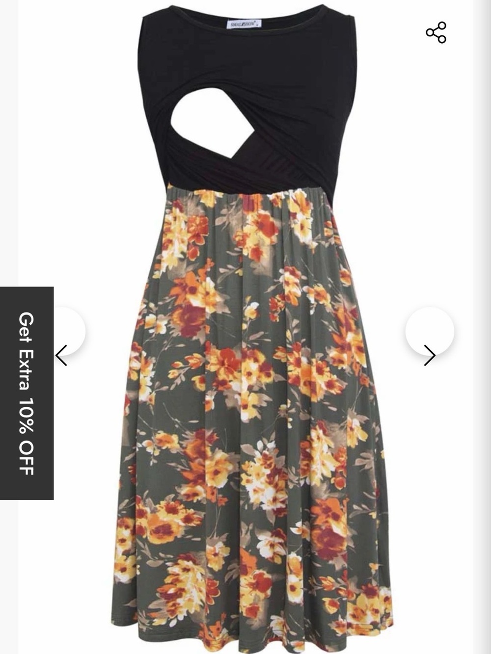 NWT Women’s SMALLSHOW Sleeveless Green Floral Maternity Nursing Dress Size XL - Picture 2 of 9